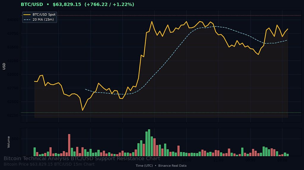 BTC/USD 2026-08-04 — Body Chart $63,829.15Support $62,300.00 Resistance $64,080.00 15m chart