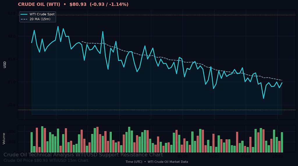 Body Chart — 2026-08-04WTI/USD $80.93 — Support $80.39 Resistance $82.46 15m chart