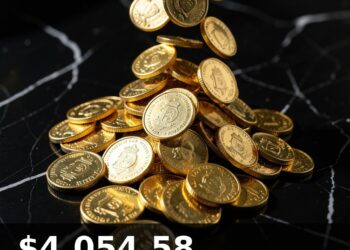 Gold Price Today 2026-08-04 - XAU/USD $4,054.58 - stacked gold bullion bars on dark background