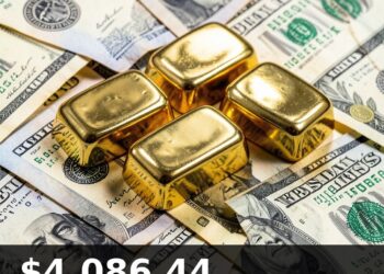 Gold Price Today 2026-08-05 - XAU/USD $4,086.44 - stacked gold bullion bars on dark background