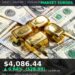 Gold Price Today 2026-08-05 - XAU/USD $4,086.44 - stacked gold bullion bars on dark background