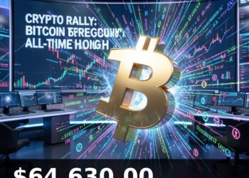 Bitcoin Price Today 2026-08-06 - BTC/USD $64,630.00 - glowing bitcoin coin on dark background