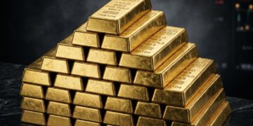 Gold Price Today 2026-08-10 - XAU/USD $4,332.96 - stacked gold bullion bars on dark background