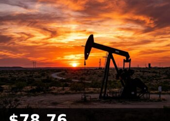 Oil Price Today 2026-08-10 - WTI/USD $78.76 - crude oil drilling rig at sunset