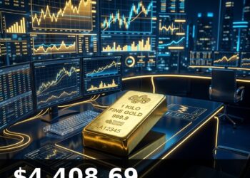 Gold Price Today 2026-08-11 - XAU/USD $4,408.69 - stacked gold bullion bars on dark background