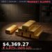 Gold Price Today 2026-08-14 - XAU/USD $4,369.27 - stacked gold bullion bars on dark background