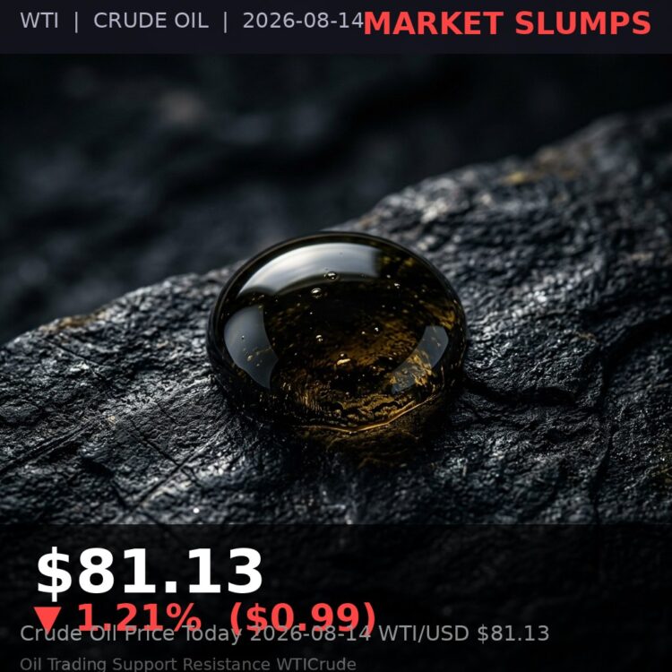 Oil Price Today 2026-08-14 - WTI/USD $81.13 - crude oil drilling rig at sunset