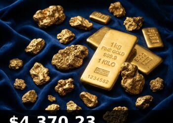 Gold Price Today 2026-08-19 - XAU/USD $4,370.23 - stacked gold bullion bars on dark background