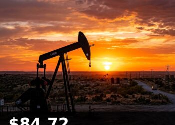Oil Price Today 2026-08-19 - WTI/USD $84.72 - crude oil drilling rig at sunset
