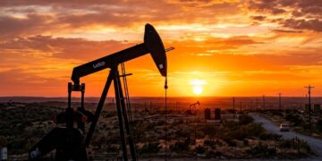 Oil Price Today 2026-08-19 - WTI/USD $84.72 - crude oil drilling rig at sunset