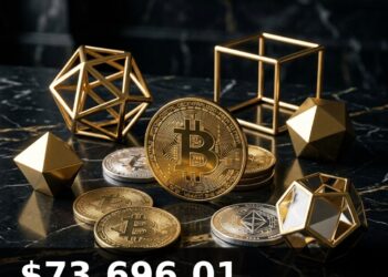 Bitcoin Price Today 2026-08-21 - BTC/USD $73,696.01 - glowing bitcoin coin on dark background