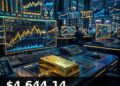 Gold Price Today 2026-08-24 - XAU/USD $4,644.14 - stacked gold bullion bars on dark background