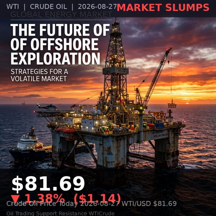Oil Price Today 2026-08-27 - WTI/USD $81.69 - crude oil drilling rig at sunset