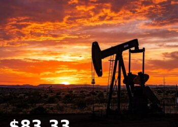 Oil Price Today 2026-08-28 - WTI/USD $83.33 - crude oil drilling rig at sunset