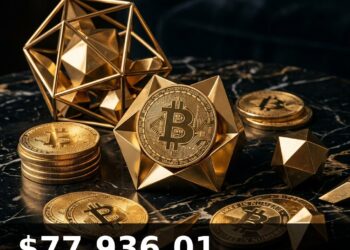 Bitcoin Price Today 2026-08-31 - BTC/USD $77,936.01 - glowing bitcoin coin on dark background