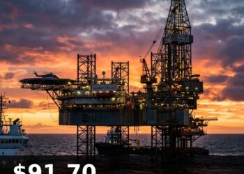 Oil Price Today 2026-09-02 - WTI/USD $91.70 - crude oil drilling rig at sunset