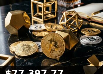 Bitcoin Price Today 2026-09-03 - BTC/USD $77,397.77 - glowing bitcoin coin on dark background