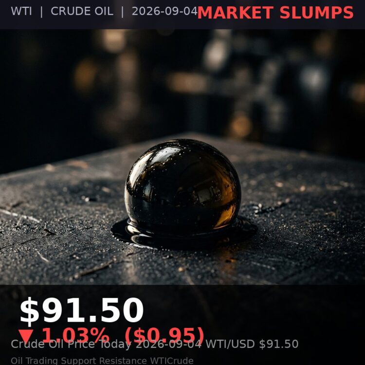 Oil Price Today 2026-09-04 - WTI/USD $91.50 - crude oil drilling rig at sunset