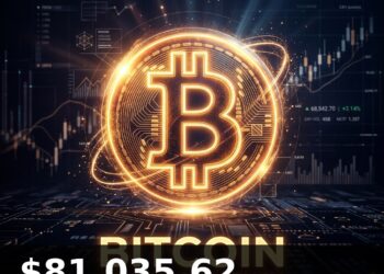 Bitcoin Price Today 2026-09-04 - BTC/USD $81,035.62 - glowing bitcoin coin on dark background