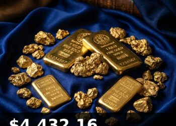Gold Price Today 2026-09-05 - XAU/USD $4,432.16 - stacked gold bullion bars on dark background