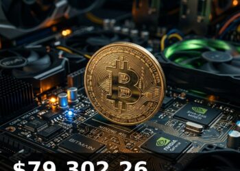 Bitcoin Price Today 2026-09-08 - BTC/USD $79,302.26 - glowing bitcoin coin on dark background