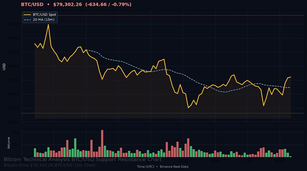 Bitcoin Price Today 2026-09-08 - BTC/USD 15-minute chart with support at $78,658.71 and resistance at $80,404.24