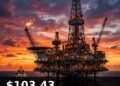 Oil Price Today 2026-09-11 - WTI/USD $103.43 - crude oil drilling rig at sunset