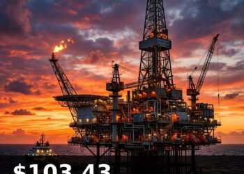 Oil Price Today 2026-09-11 - WTI/USD $103.43 - crude oil drilling rig at sunset