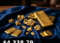 Gold Price Today 2026-09-14 - XAU/USD $4,338.79 - stacked gold bullion bars on dark background